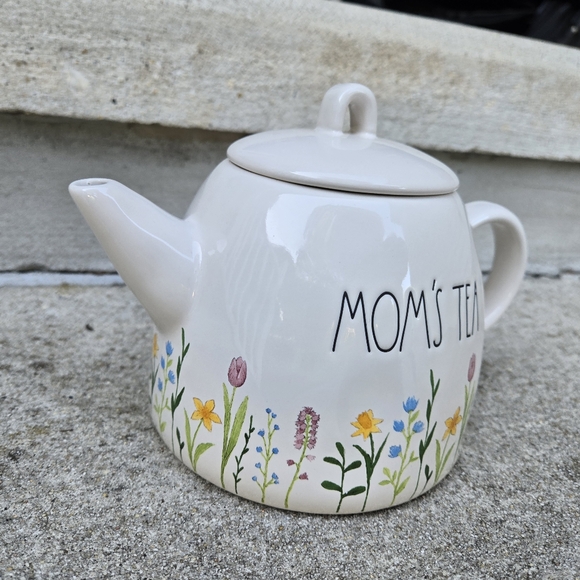 Rae Dunn "MOM'S TEA" By Magenta Floral Teapot Artisan Collection Gift - Picture 3 of 16